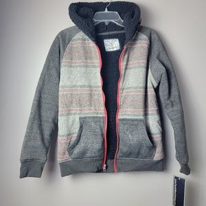 Pacific Blue Boys Girls Coat Hood Jacket Fleece Lined Gray Pink Pockets Sz 14-16